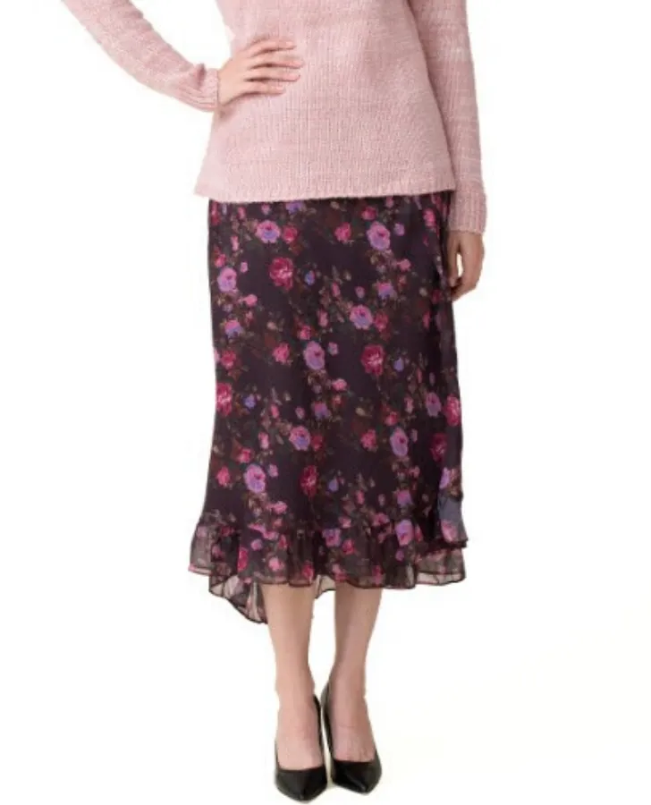 Tea Rose Floral Wrap Skirt