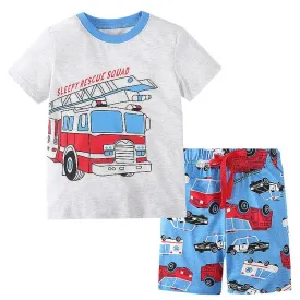 Toddler Boy's Vehicle Print  T-shirt with Shorts Set