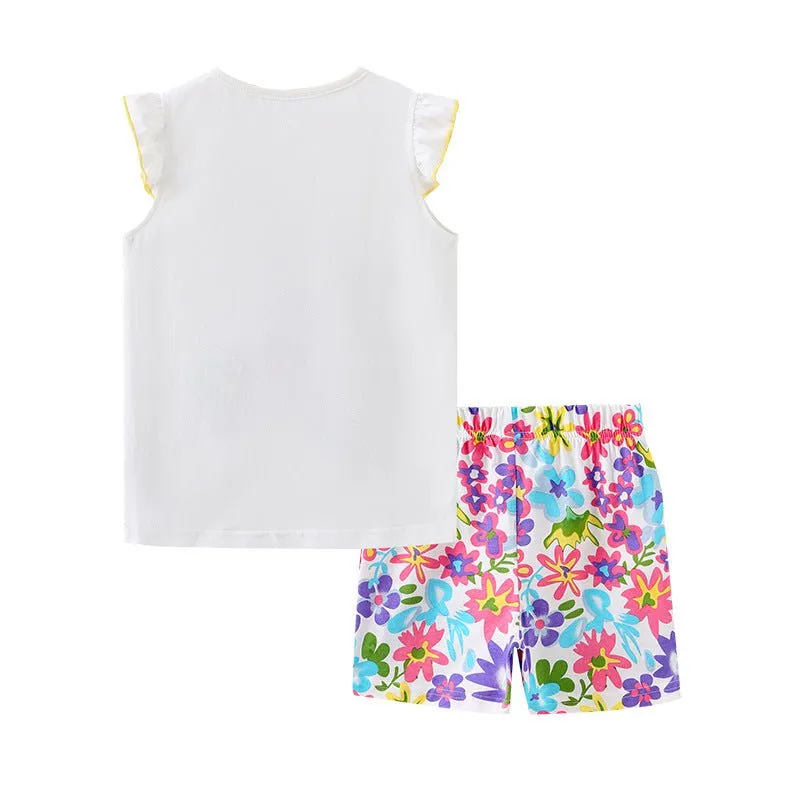 Toddler/Kid Girl's Butterfly Print Design Tee with Shorts Set