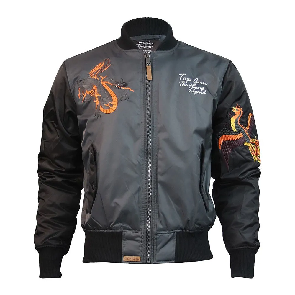 Top Gun Flying Legend Bomber Jacket Charcoal