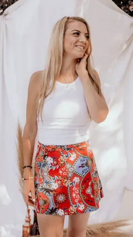 Toucan Wrap Short Skirt