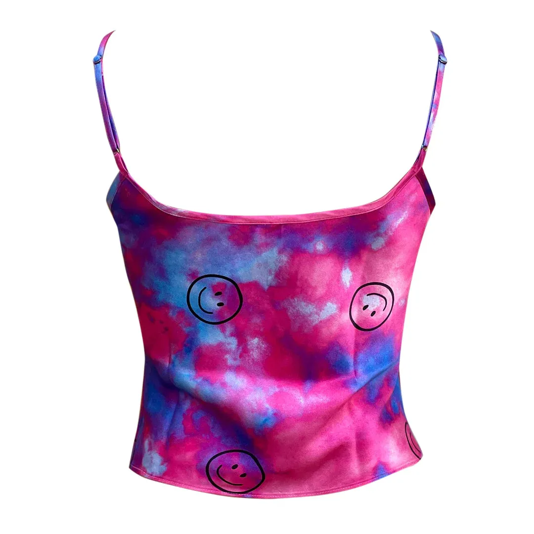 Ultraviolet Tie-Dye Silk Camisole Top