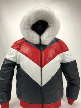 V-Bomber Red/Whitel/Blue With Premium Fur Hood