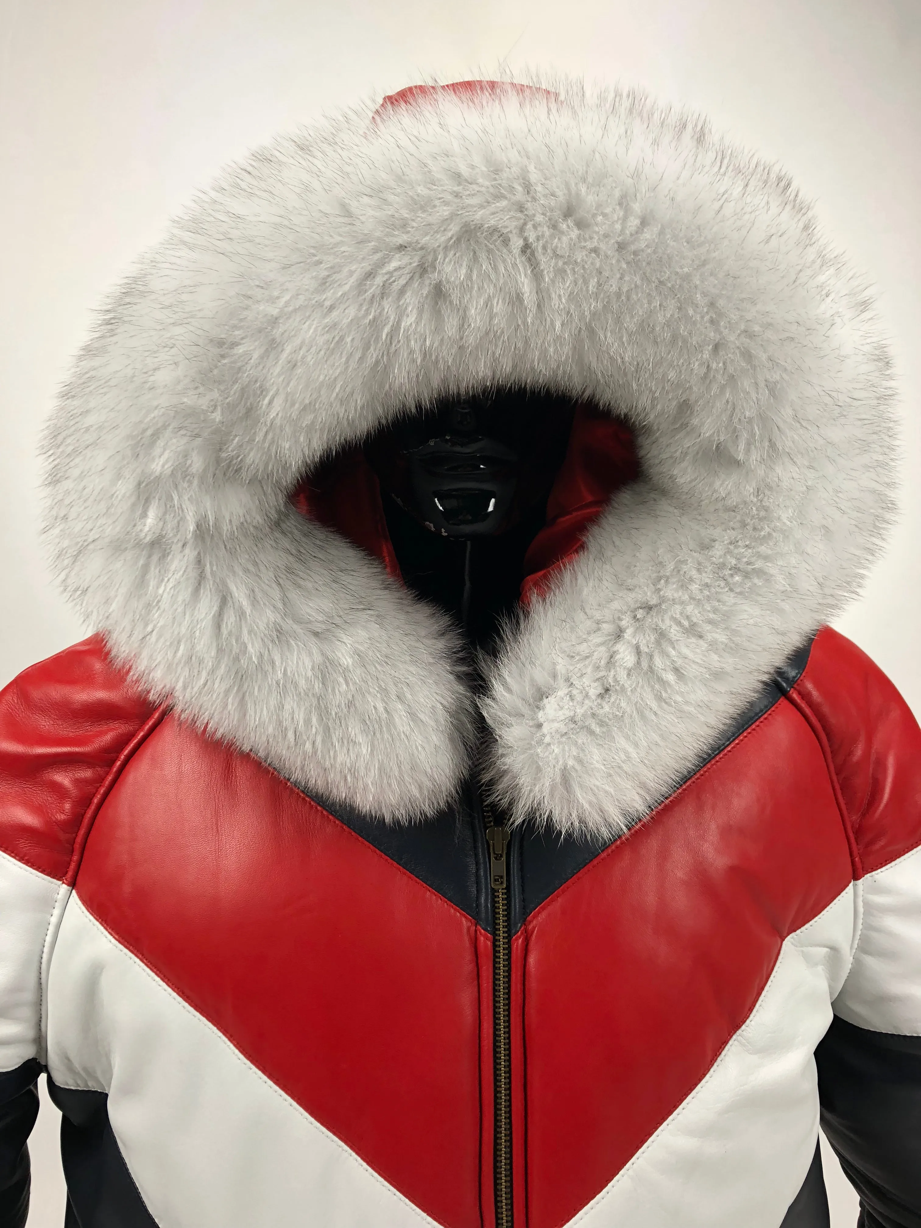 V-Bomber Red/Whitel/Blue With Premium Fur Hood