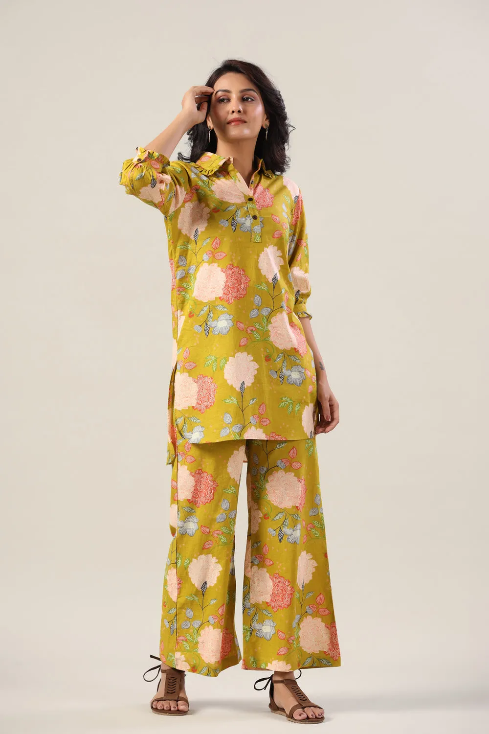 Wildflower Cotton Palazzo Palazzo Loungewear Set