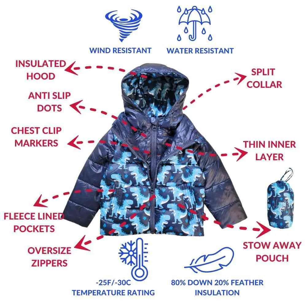 Winter Snuggle-Up 4 Pieces Gift Set Down Navy Raptor Print